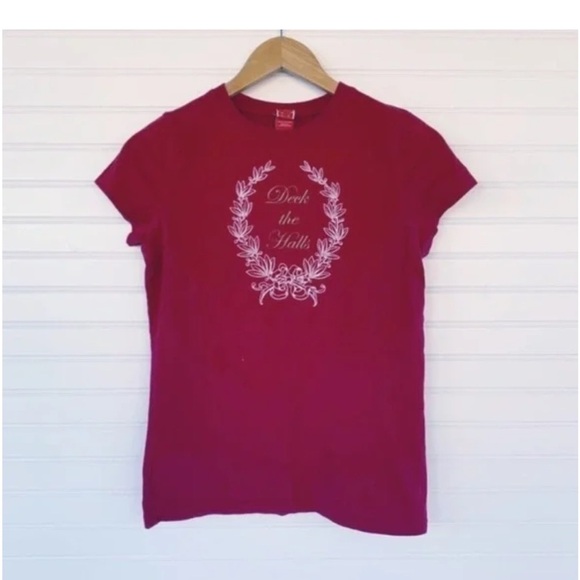 Deck the Halls Red Fitted T-Shirt - Picture 1 of 6